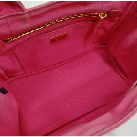 Prada Pink Canapa Small Tote Bag - Picture 7 of 8
